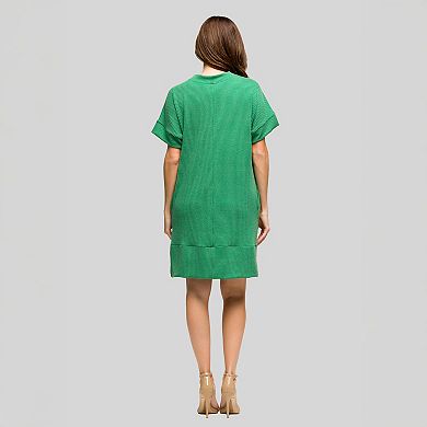 Women's 24Seven Comfort Apparel Loose Fit V-Neck Short Sleeve Pocket T-Shirt Dress