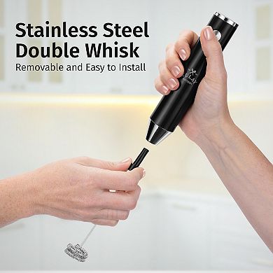 Zulay Kitchen Lux Rechargeable Milk Frother Handheld - Powerful 2-Speed Motor, Fully Waterproof