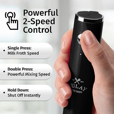 Zulay Kitchen Lux Rechargeable Milk Frother Handheld - Powerful 2-Speed Motor, Fully Waterproof
