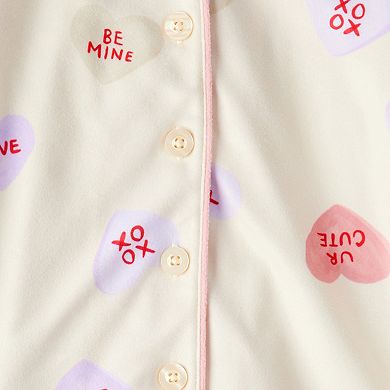 Girls 4-14 Carter's Candy Hearts Fleece 2-pc. Pajama Top & Pajama Bottoms Set