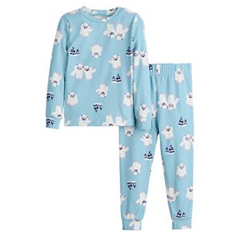 Toddler Boy Cuddl Duds® Snug Fit Long Sleeve 2 pc Yetis Pajama Top & Pajama Bottoms Set