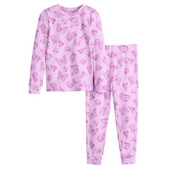 Toddler Girl Cuddl Duds® Snug Fit Long Sleeve 2 pc Butterfly Pajama Top & Pajama Bottoms Set