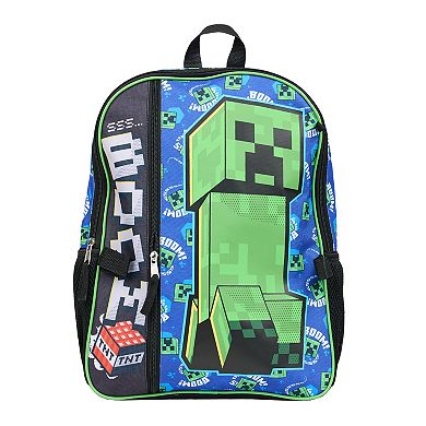 Minecraft Creeper 5-Piece Backpack, Lunch Bag, Pencil Case, Keychain, & Carabiner Set