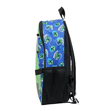 Minecraft Creeper 5-Piece Backpack, Lunch Bag, Pencil Case, Keychain, & Carabiner Set