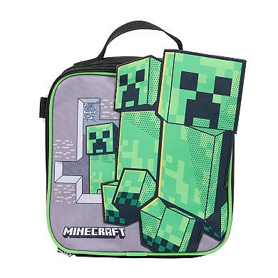 Minecraft Creeper 5-Piece Backpack, Lunch Bag, Pencil Case, Keychain, & Carabiner Set