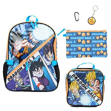 Dragon Ball Z 5-Piece Backpack, Lunch Bag, Pencil Case, Keychain, & Carabiner Set