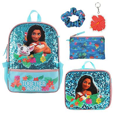 Disney's Moana 5-Piece Backpack, Lunch Bag, Pencil Case, Scrunchie, & Keychain Set