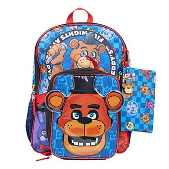 Five Nights at Freddy's 5 pc Backpack, Lunch Bag, Pencil Case, Keychain, & Carabiner Set