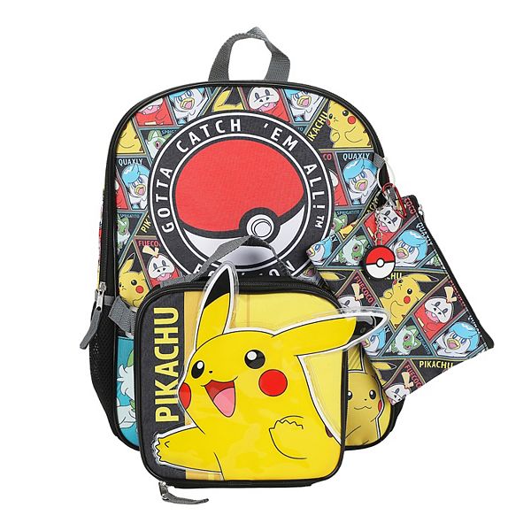 Pokémon Pikachu & Friends 5-Piece Backpack, Lunch Bag, Pencil Case, Keychain, & Carabiner Set - Pokemon