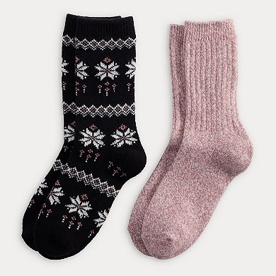 Women's Sonoma Goods For Life® 2-pk. Snowflake Fair Isle Crew Socks