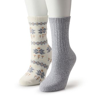 Women's Sonoma Goods For Life® 2 pk Snowflake Fair Isle Crew Socks