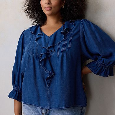 Women's LC Lauren Conrad Ruffle Front Blouse with Tucks