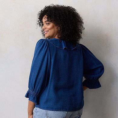 Women's LC Lauren Conrad Ruffle Front Blouse with Tucks