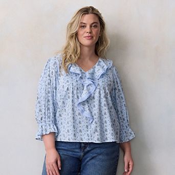 Plus Size LC Lauren Conrad Ruffle Front Blouse