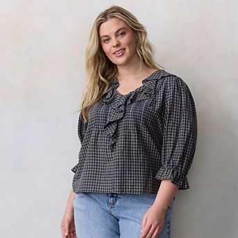 Plus Size LC Lauren Conrad Ruffle Front Blouse