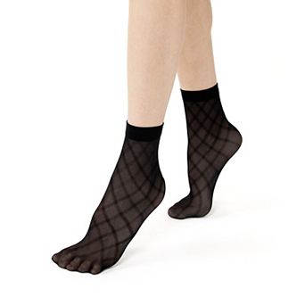 Women's Simply Vera Vera Wang 2 pk Diamond & Sheer Anklet Socks
