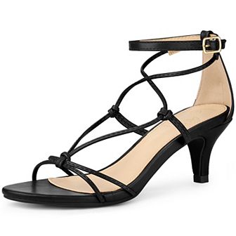 Strappy Knot Ankle Strap Kitten Heels Sandals for Women