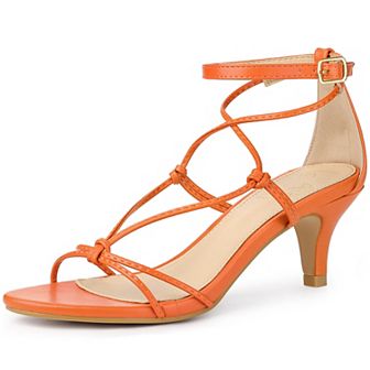 Strappy Knot Ankle Strap Kitten Heels Sandals for Women