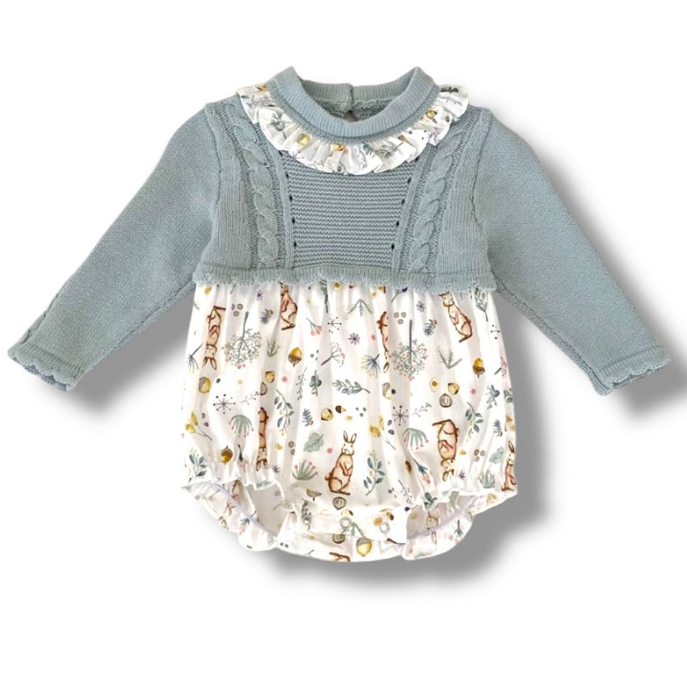 Baby Girl Lace Fleece Bunny Romper main image 1