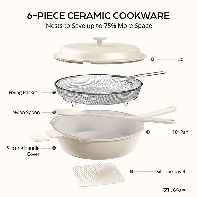 Granitestone Zuka Everyday Pan 6-pc. 10-in. Ceramic 10-in-1 Nonstick Multi-Functional Saute Pan Cookware Set