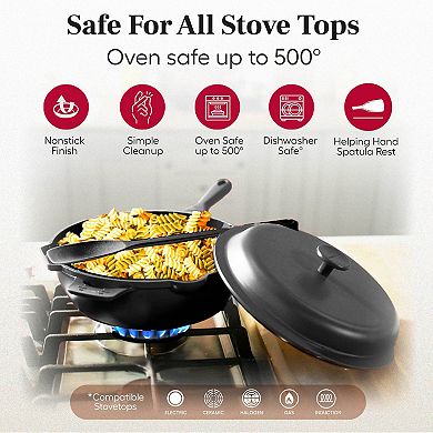Granitestone Zuka Everyday Pan 6-pc. 12-in. Ceramic 10-in-1 Nonstick Multi-Functional Saute Pan Cookware Set