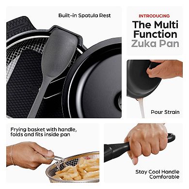 Granitestone Zuka Everyday Pan 6-pc. 12-in. Ceramic 10-in-1 Nonstick Multi-Functional Saute Pan Cookware Set