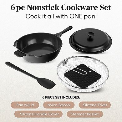 Granitestone Zuka Everyday Pan 6-pc. 12-in. Ceramic 10-in-1 Nonstick Multi-Functional Saute Pan Cookware Set
