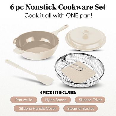 Granitestone Zuka Everyday Pan 6-pc. 8-in. Ceramic 10-in-1 Nonstick Multi-Functional Saute Pan Cookware Set