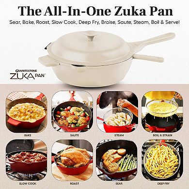 Granitestone Zuka Everyday Pan 6-pc. 8-in. Ceramic 10-in-1 Nonstick Multi-Functional Saute Pan Cookware Set