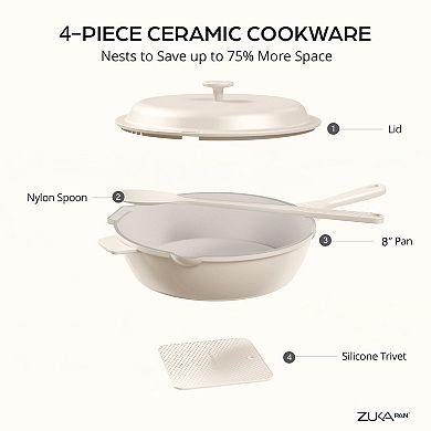 Granitestone Zuka Everyday Pan 6-pc. 8-in. Ceramic 10-in-1 Nonstick Multi-Functional Saute Pan Cookware Set