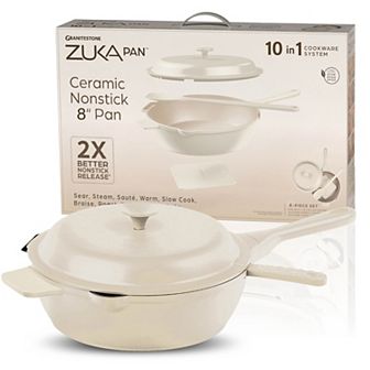 Granitestone Zuka Everyday Pan 6 pc 8 in Ceramic 10-in-1 Nonstick Multi-Functional Saute Pan Cookware Set