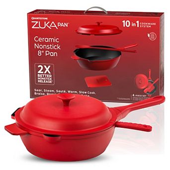 Granitestone Zuka Everyday Pan 4 pc 8 in Ceramic 10-in-1 Nonstick Multi-Functional Saute Pan Cookware Set