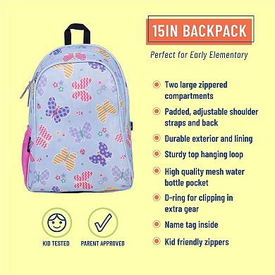 Butterfly Garden Blue 15 Inch Backpack