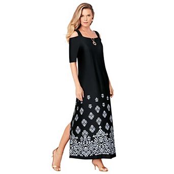 Roaman's Women's Plus Size Plus Size Cold Shoulder Maxi Dress