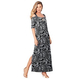 Roaman's Women's Plus Size Plus Size Cold Shoulder Maxi Dress