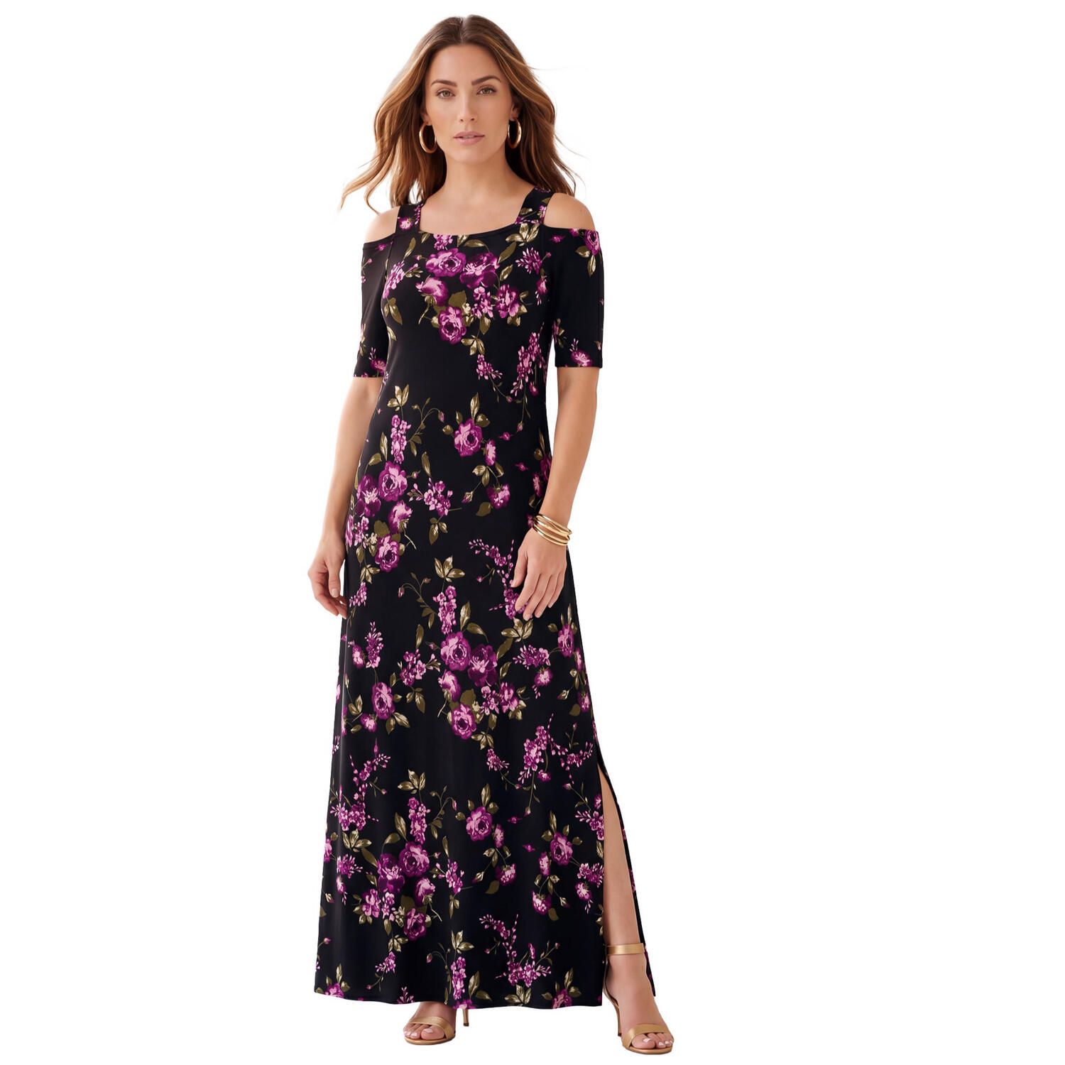 Женские платья Roaman's Plus Size Cold Shoulder Maxi Dress