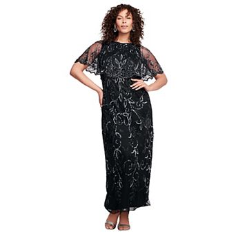 Roaman's Women's Plus Size Plus Size Beaded Capelet Maxi Gown Glam Evening Dress