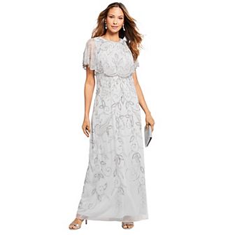 Roaman's Women's Plus Size Plus Size Beaded Capelet Maxi Gown Glam Evening Dress