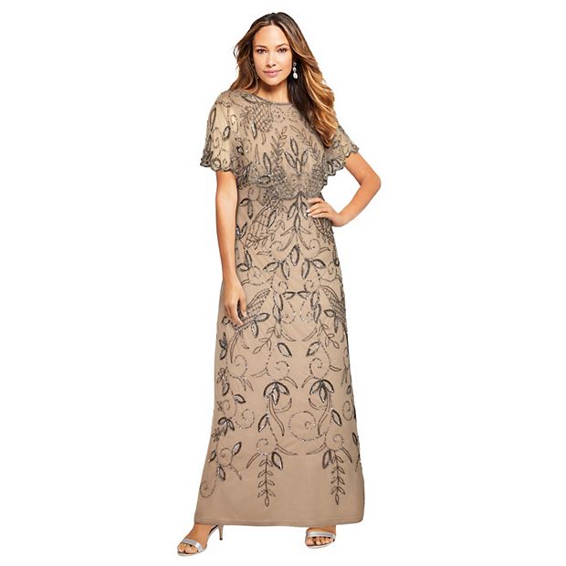 Roaman's Women's Plus Size Beaded Capelet Maxi Gown Glam Evening Dress