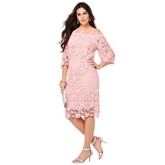 Roaman's Women's Plus Size Off The Shoulder Lace Dress