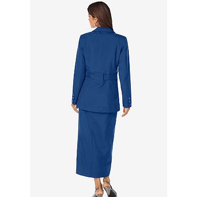 Roaman's Women's Plus Size Side Button Suit Jacket Dress