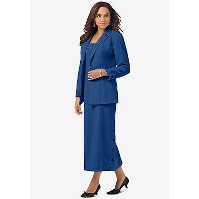 Roaman's Women's Plus Size Side Button Suit Jacket Dress