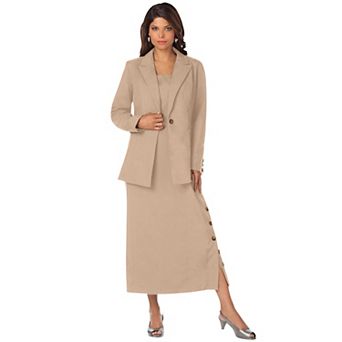 Roaman's Women's Plus Size Side Button Suit Jacket Dress