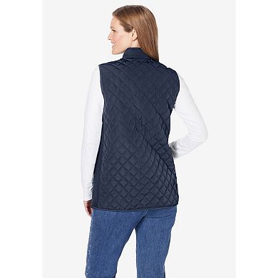 Woman Within Plus Size Zip-Front Quilted Vest