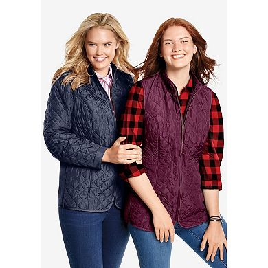 Woman Within Plus Size Zip-Front Quilted Vest