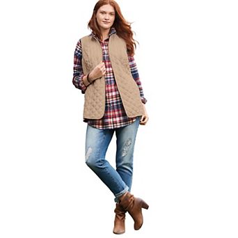 Woman Within Plus Size Zip-Front Quilted Vest