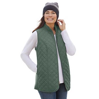 Woman Within Plus Size Zip-Front Quilted Vest