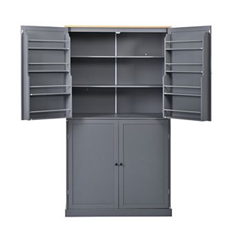 Merax High Freestanding Kitchen Pantry Large Cupboard Storage Cabinet