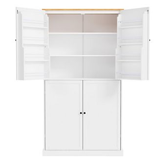 Merax High Freestanding Kitchen Pantry Large Cupboard Storage Cabinet