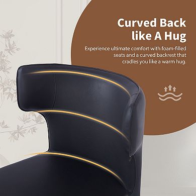 Merax Counter Height Bar Stools Set of 2，Modern Bar Upholstered Chairs with PU Leather